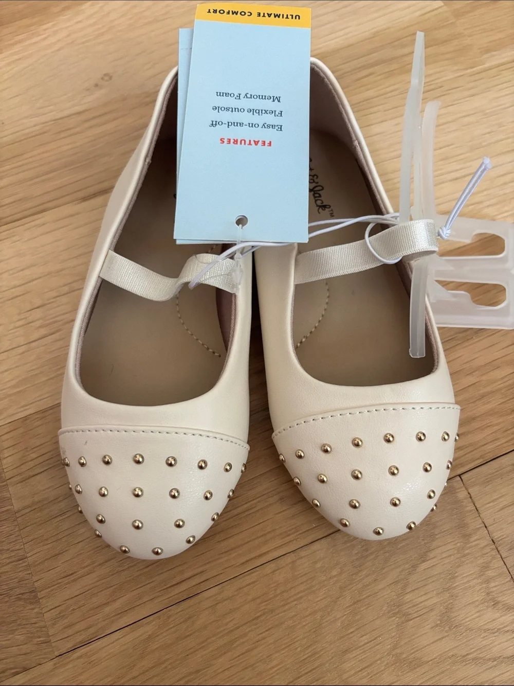 Cat & Jack Cream Studded Mary Jane Flats 8T NWT